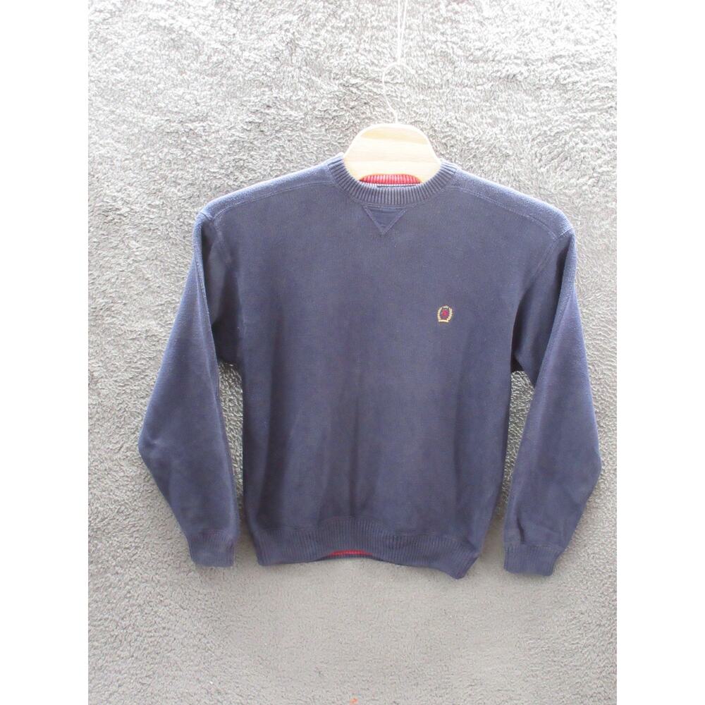 Vintage Tommy Hilfiger Knit Crewneck Pullover Sweater Mens XL Blue w/ Logo